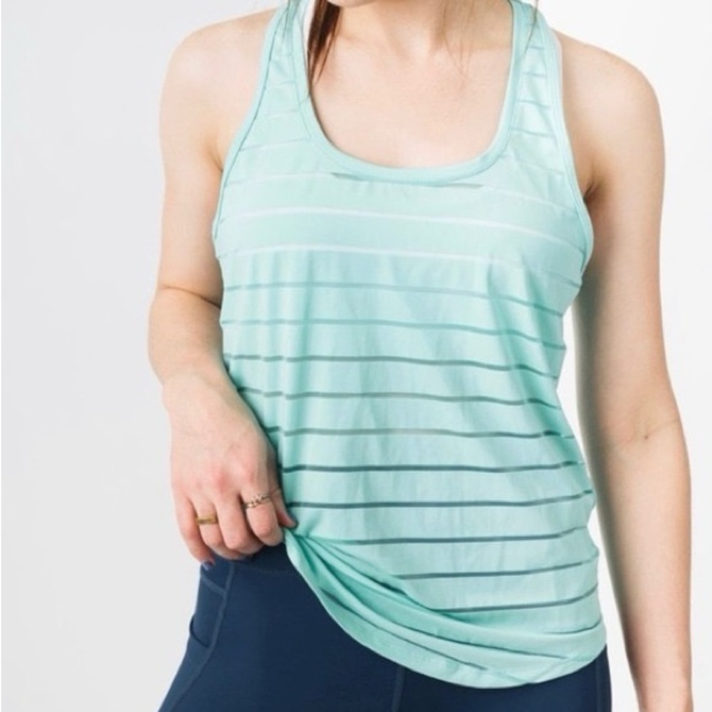 Zyia - Havana Scoop Neck Tank Top Sea Green Racerback Sheer Mesh (Size: XL)